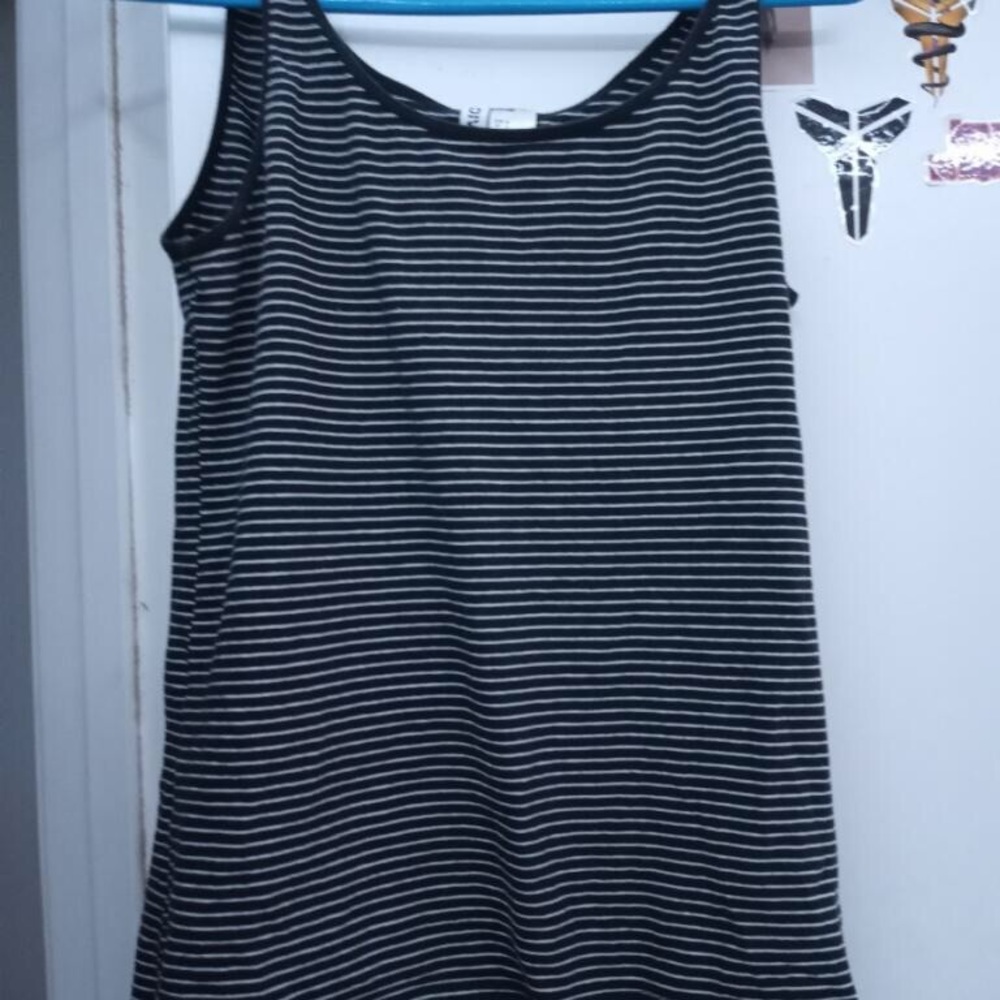 Black and white striped tank top.